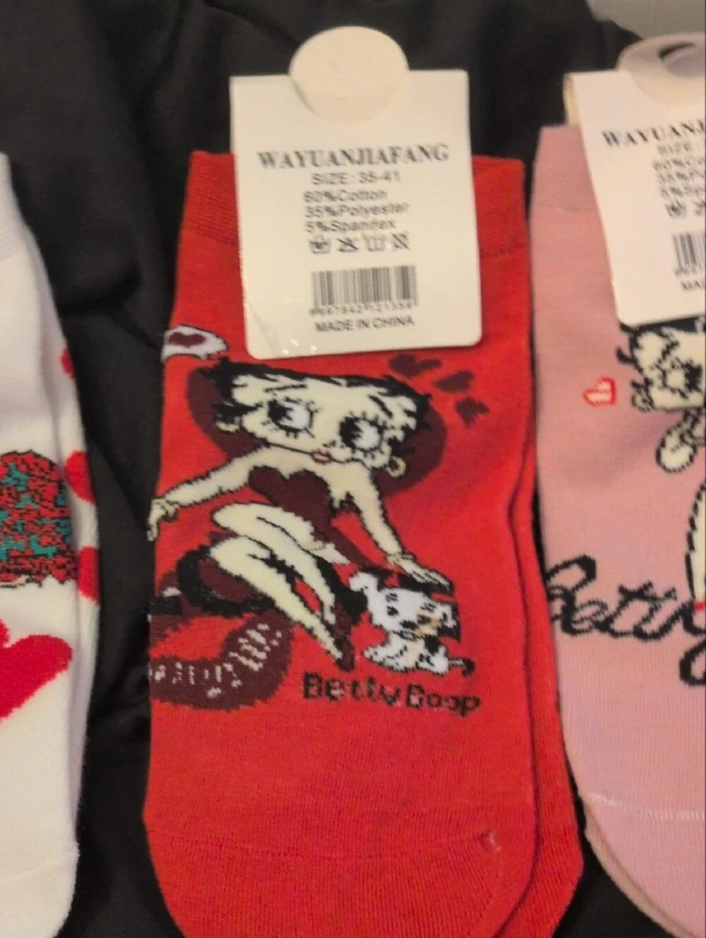 Betty Boop Women's Socks - White, Red, Pink